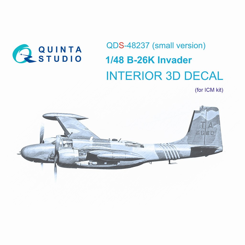 【新製品】QDS-48237 1/48 ダグラス B-26K カウンター インベーダー 内装カラー3Dデカール(ICM用) スモールバージョン