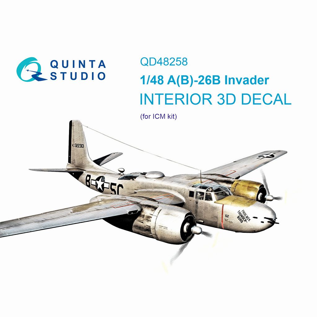 【新製品】QD48258 1/48 ダグラス B-26A(B) インベーダー 内装カラー3Dデカール(ICM用)