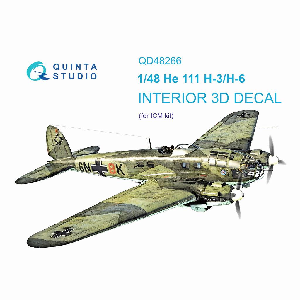 【新製品】QD48266 1/48 ハインケル He111H-3/H-6 内装カラー3Dデカール(ICM用)