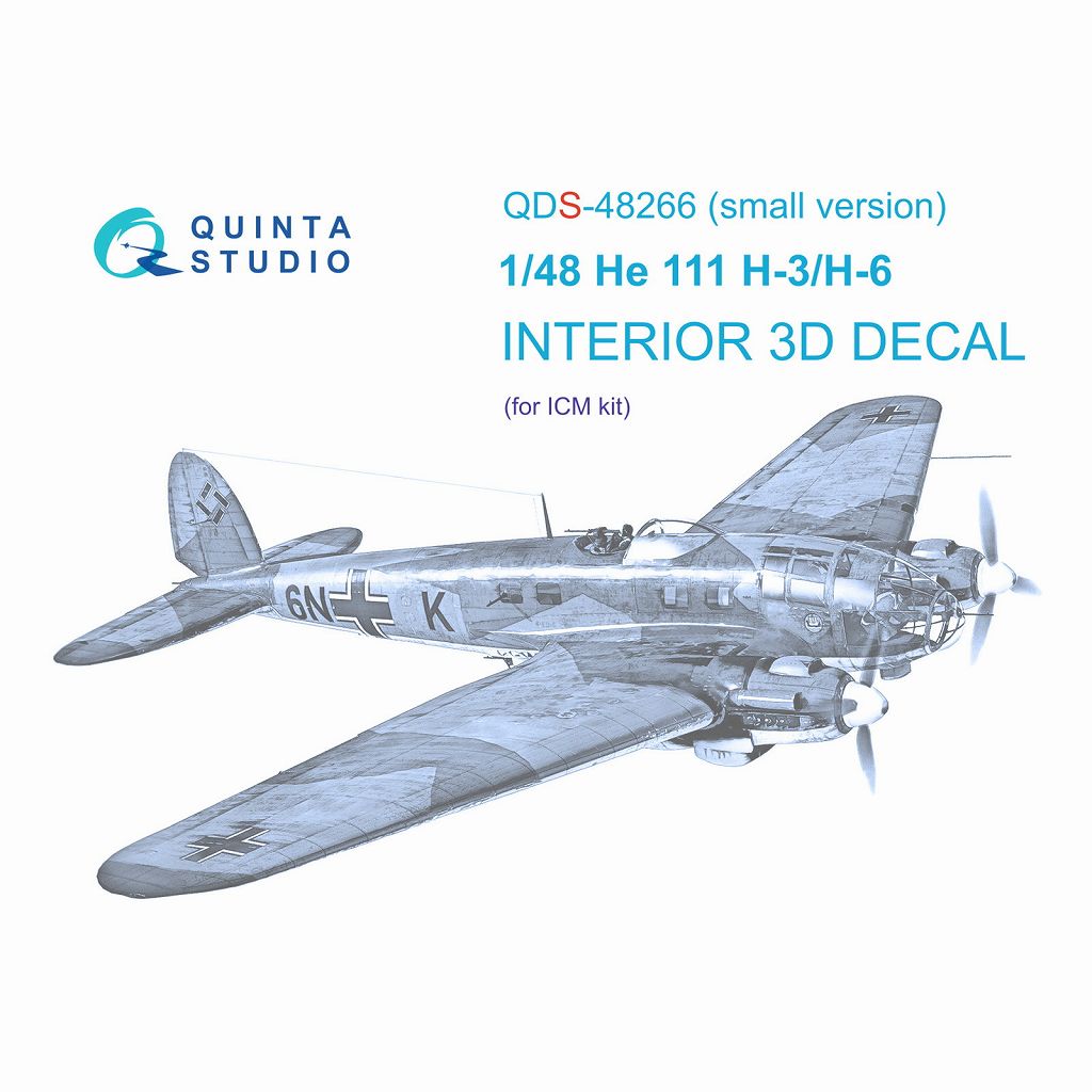 【新製品】QDS-48266 1/48 ハインケル He111H-3/H-6 内装カラー3Dデカール(ICM用) スモールバージョン