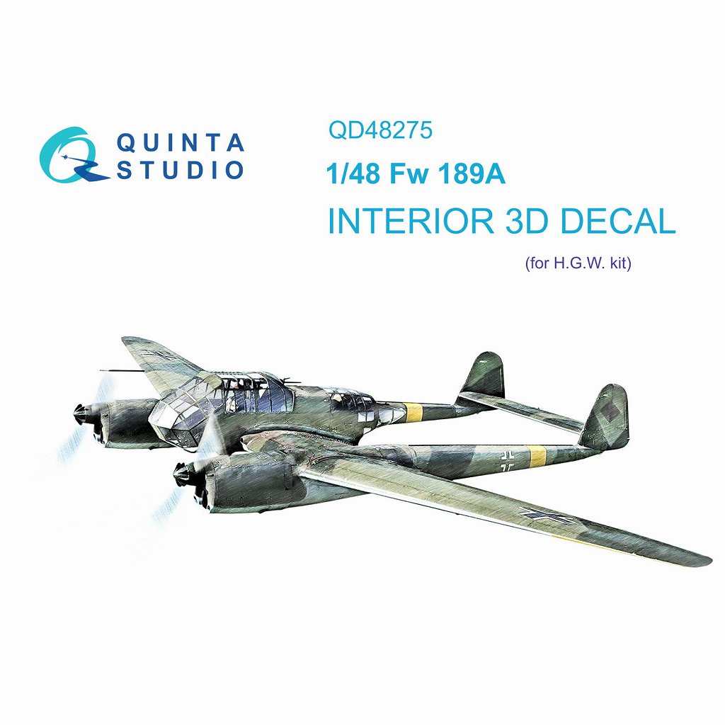 【新製品】QD48275 1/48 フォッケウルフ Fw189A ウーフー 内装カラー3Dデカール(グレートウォール用)