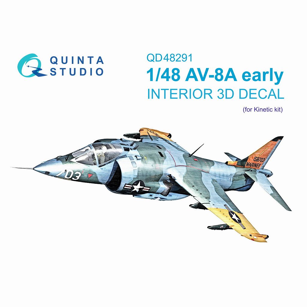【新製品】QD48291 1/48 AV-8A ハリアー 初期型 内装カラー3Dデカール(キネティック用)