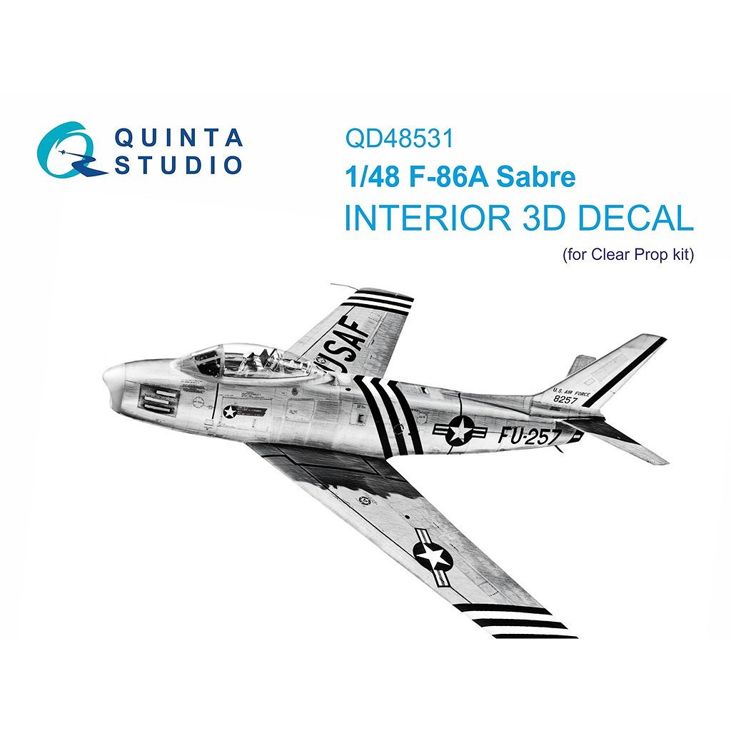 【新製品】QD48531 1/48 ノースアメリカン F-86A セイバー 内装カラー3Dデカール (クリアプロップ用)