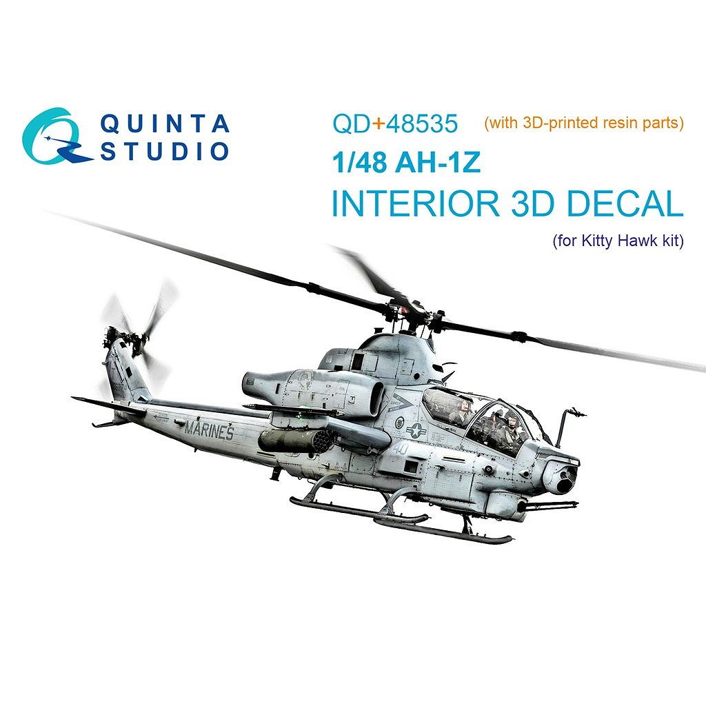 【新製品】QDS+48535 1/48 ベル AH-1Z ズールーコブラ/ヴァイパー 内装カラー3Dデカール (キティホーク用) (スモールバージョン) (3Dプリント製パーツ付)