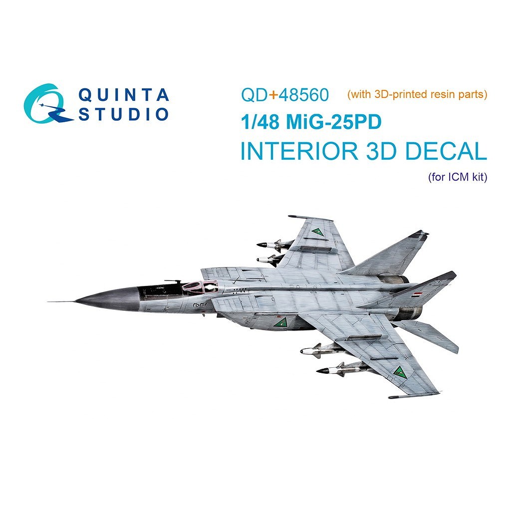 【新製品】QDS+48560 1/48 ミグ MiG-25PD フォックスバット 内装カラー3Dデカール (ICM用) (3Dプリント製パーツ付)