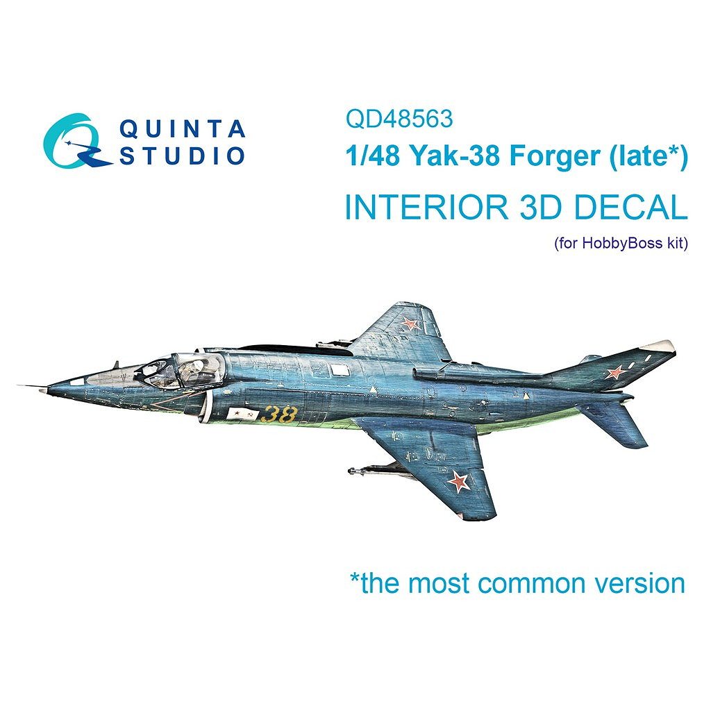 【新製品】QD48563 1/48 ヤコブレフ Yak-38 フォージャー 内装カラー3Dデカール (ホビーボス用)