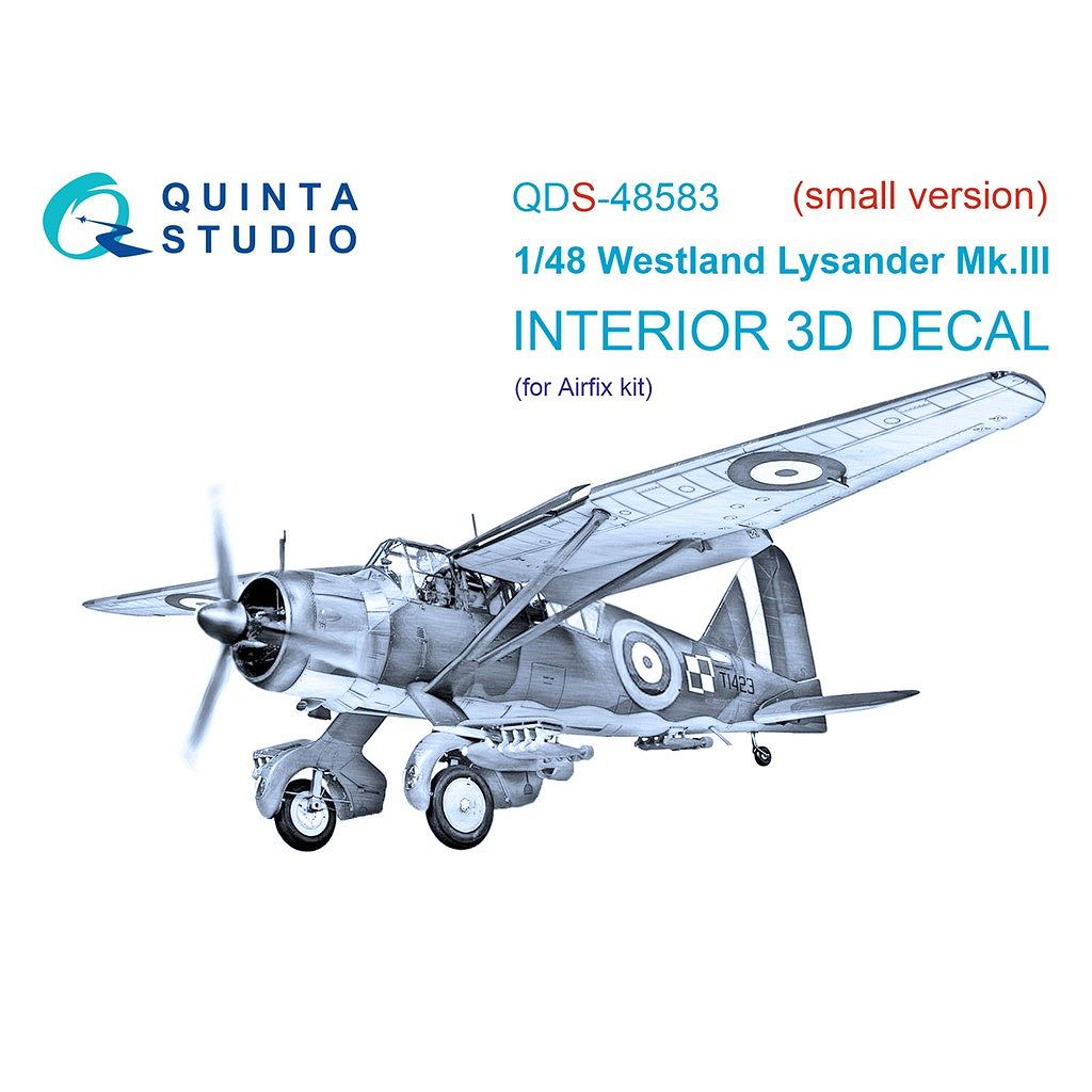【新製品】QDS-48583 1/48 ウェストランド ライサンダー Mk.III 内装カラー3Dデカール (エアフィックス用) (スモールバージョン)