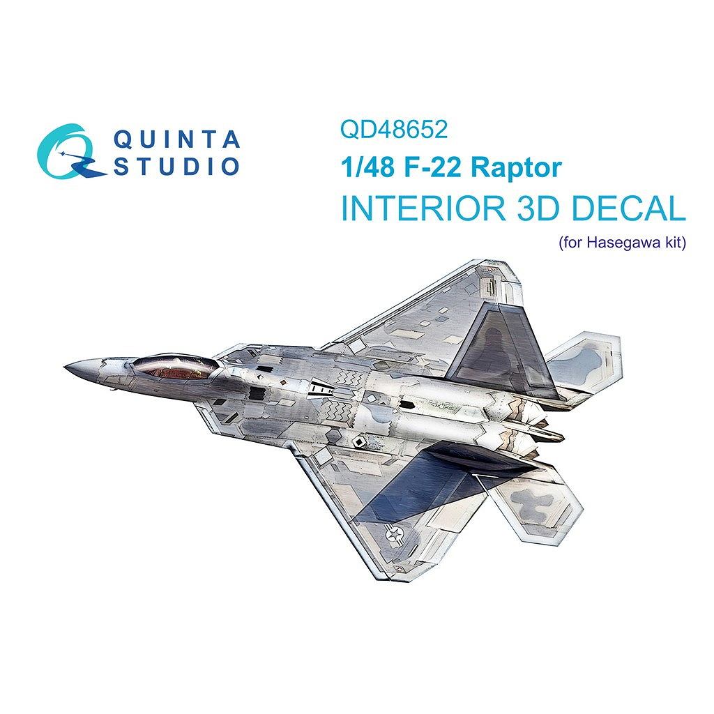 【新製品】QD48652 1/48 ロッキード・マーティン F-22 ラプター 内装カラー3Dデカール (ハセガワ用)