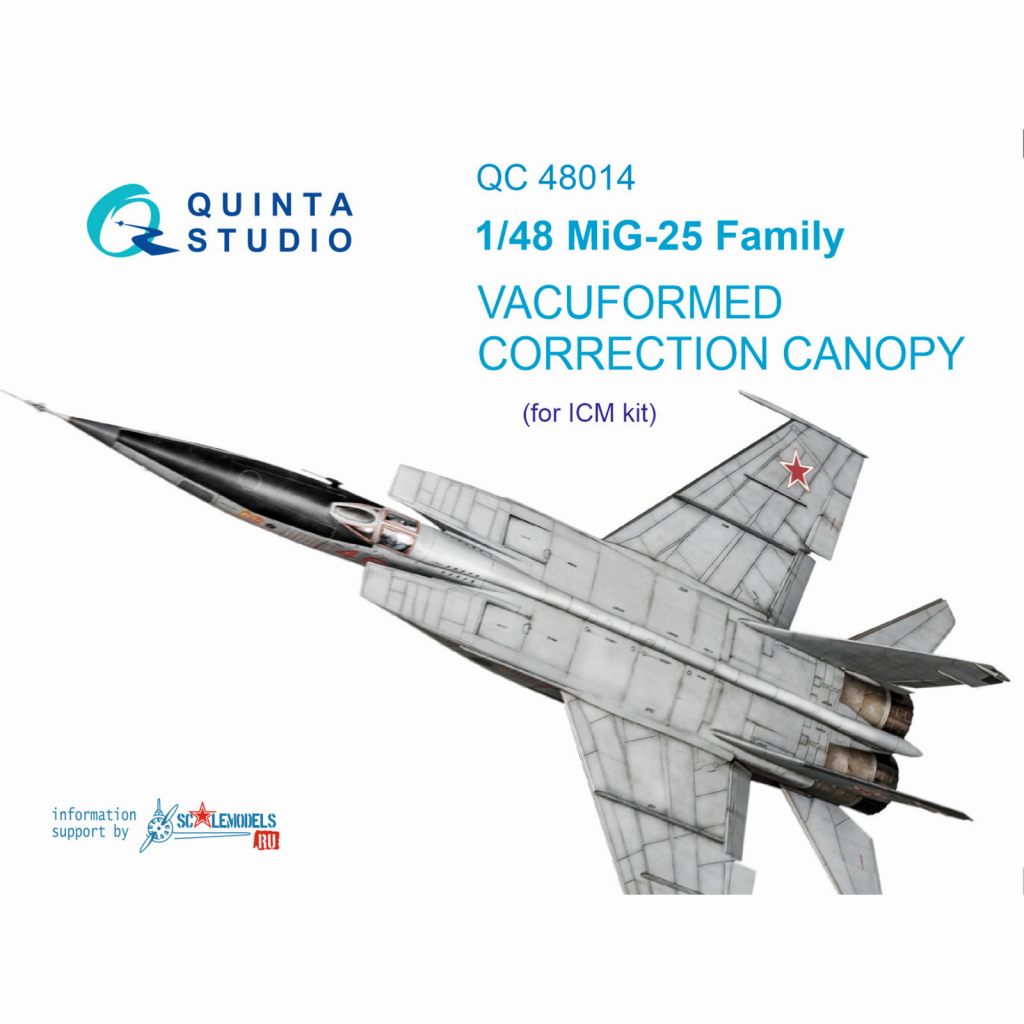 【新製品】QC48014 1/48 ミグ MiG-25 フォックスバットファミリー バキュームキャノピー (ICM用)