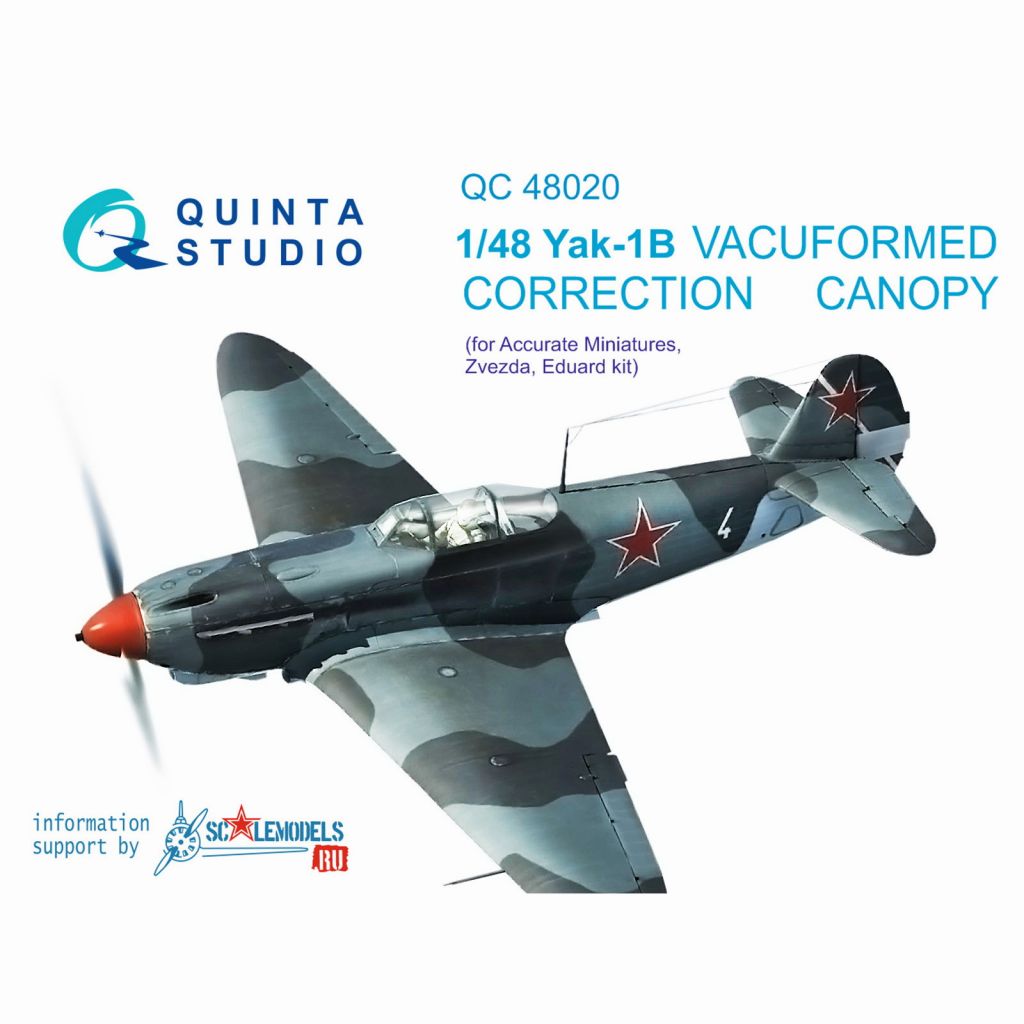 【新製品】QC48020 1/48 ヤコブレフ Yak-1B バキュームキャノピー (ズべズダ/エデュアルド用)