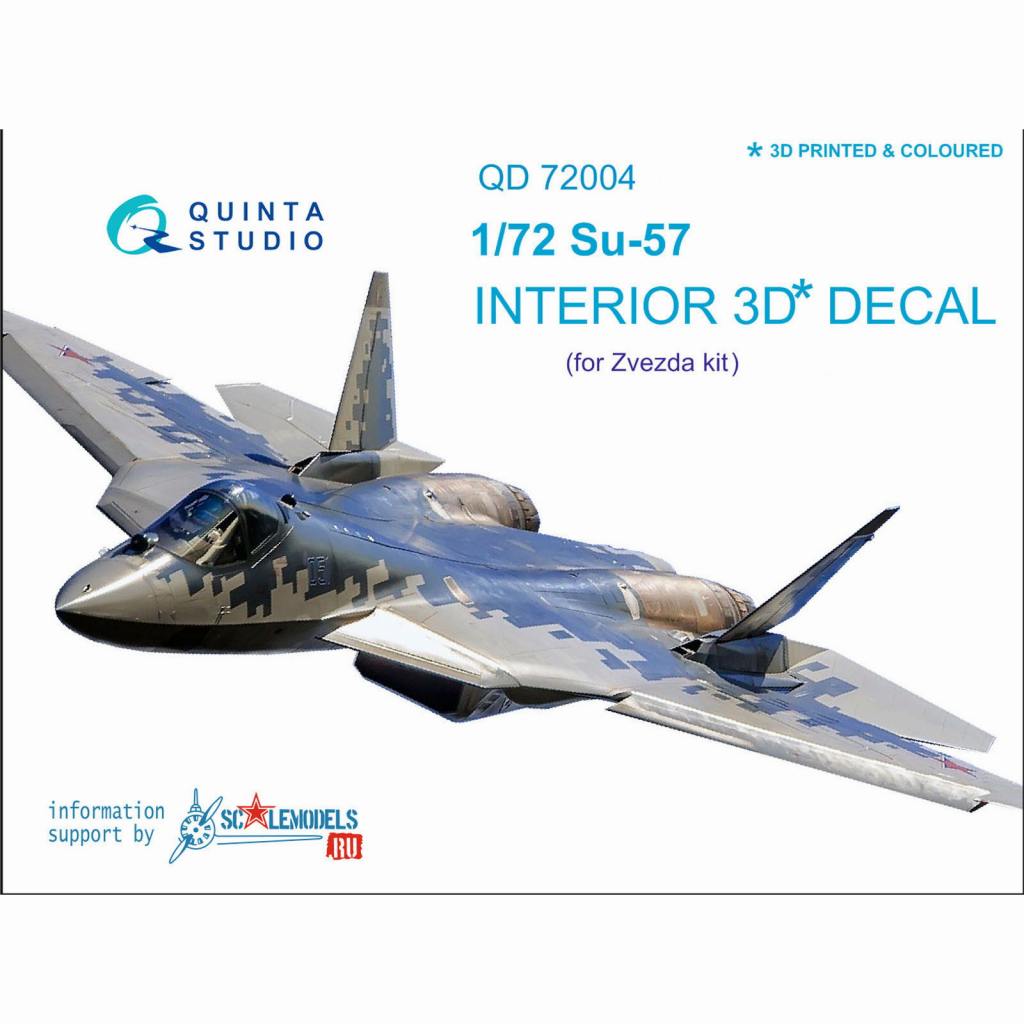 【新製品】QD72004 1/72 スホーイ Su-57 フェロン 内装3Dデカール (ブルー&グレー) (ズべズダ用)