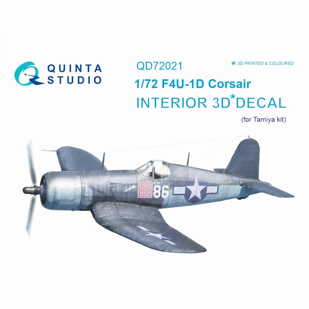 【新製品】QD72021 1/72 ヴォート F4U-1D コルセア 内装3Dデカール (タミヤ用)