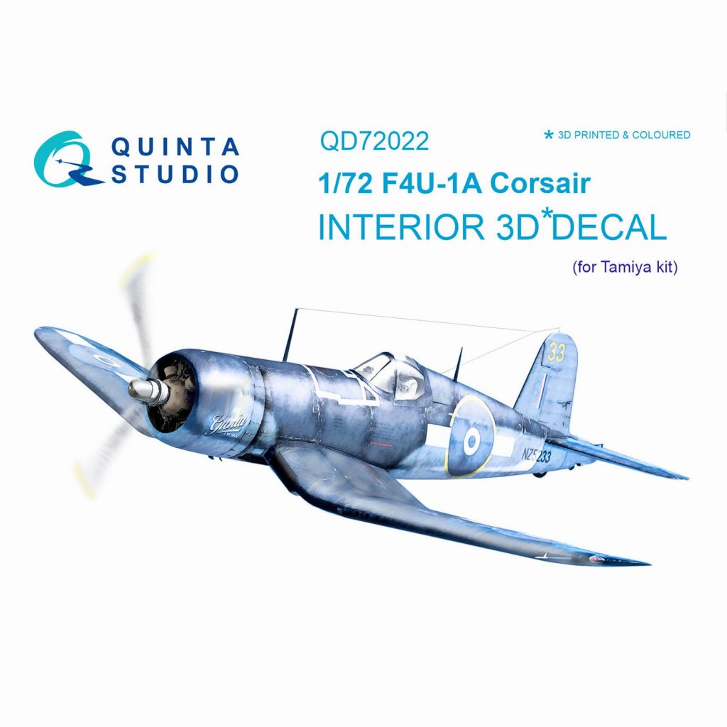 【新製品】QD72022 1/72 ヴォート F4U-1A コルセア 内装3Dデカール (タミヤ用)