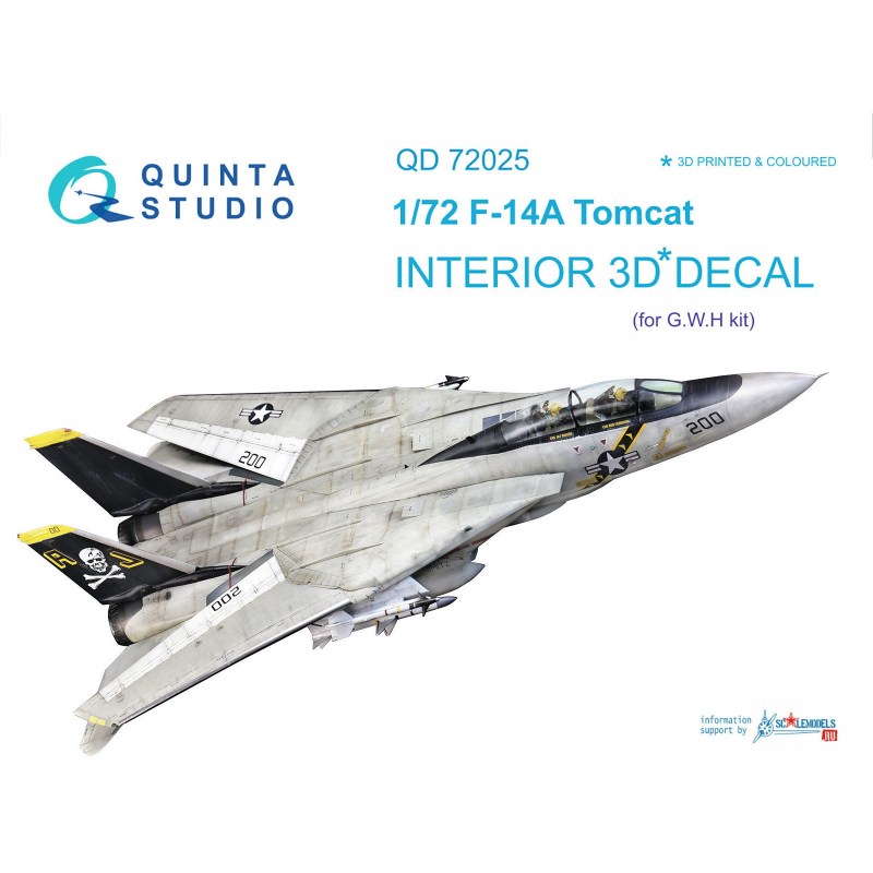 【新製品】QD72025 1/72 グラマン F-14A トムキャット 内装3Dデカール (グレートウォール用)