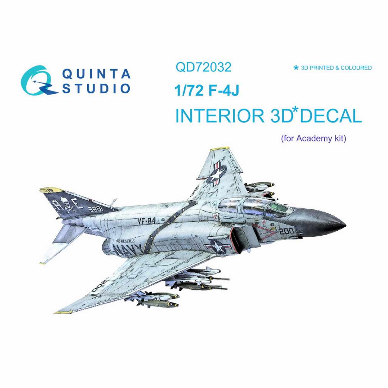 【新製品】QD72032 1/72 マクドネル・ダグラス F-4J ファントムII 内装カラー3Dデカール(アカデミー用)