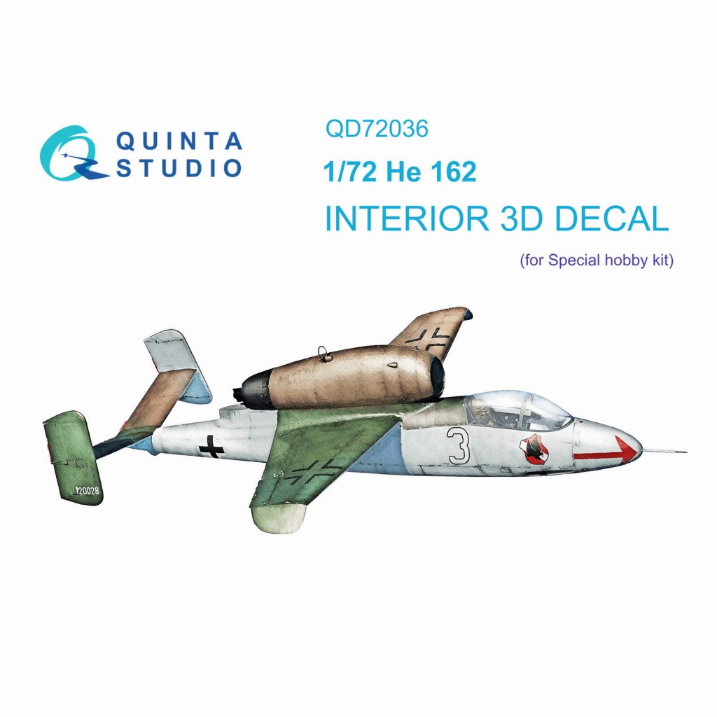 【新製品】QD72036 1/72 ハインケル He162 サラマンダー 内装カラー3Dデカール(スペシャルホビー用)