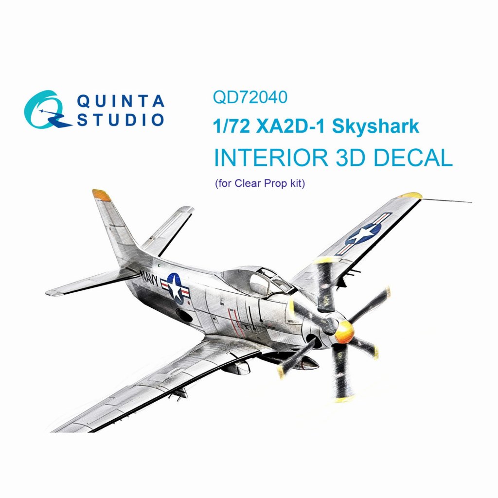 【新製品】QD72040 1/72 ダグラス XA2D-1 スカイシャーク 内装カラー3Dデカール(クリアプロップ用)