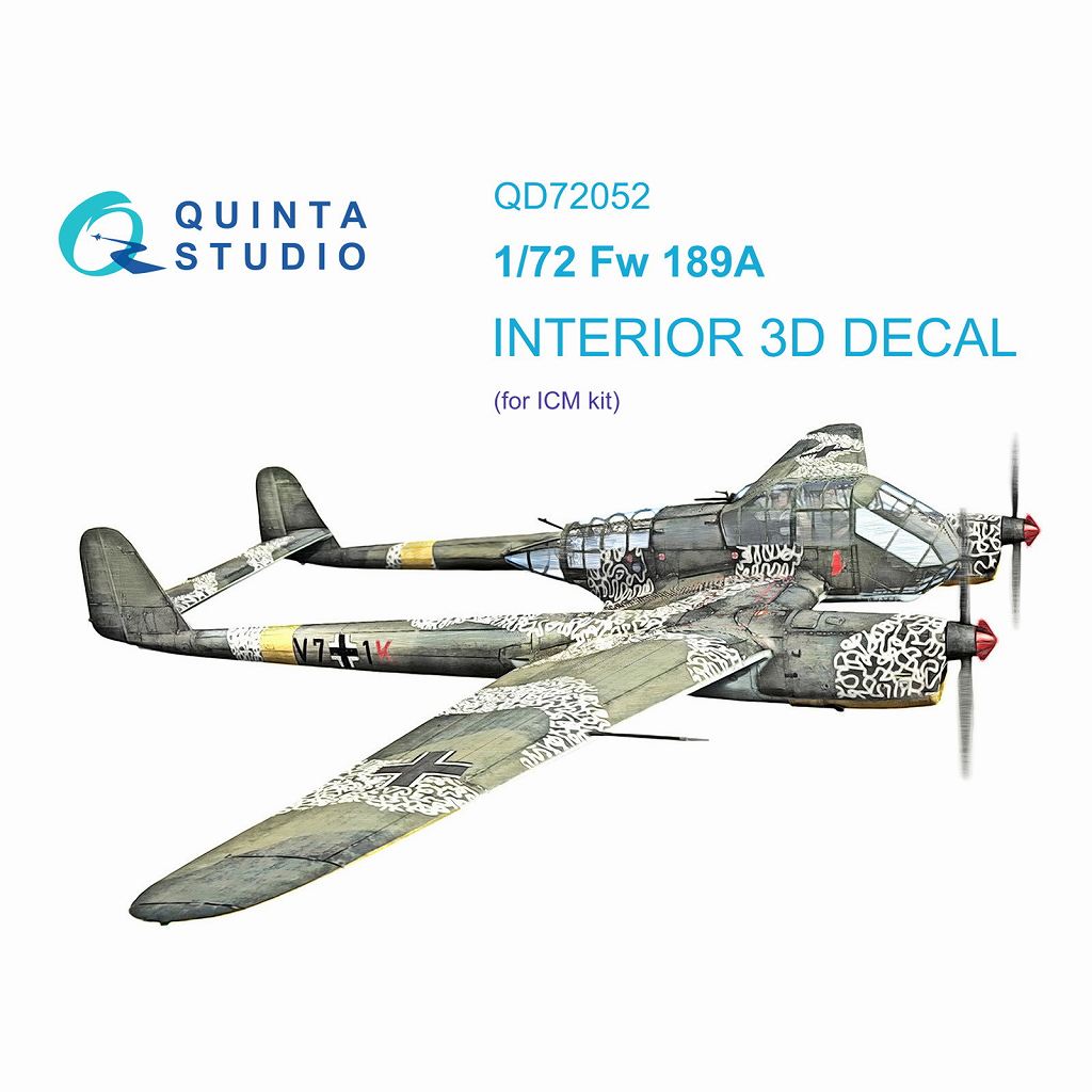 【新製品】QD72052 1/72 フォッケウルフ Fw189A内装カラー3Dデカール(ICM用)