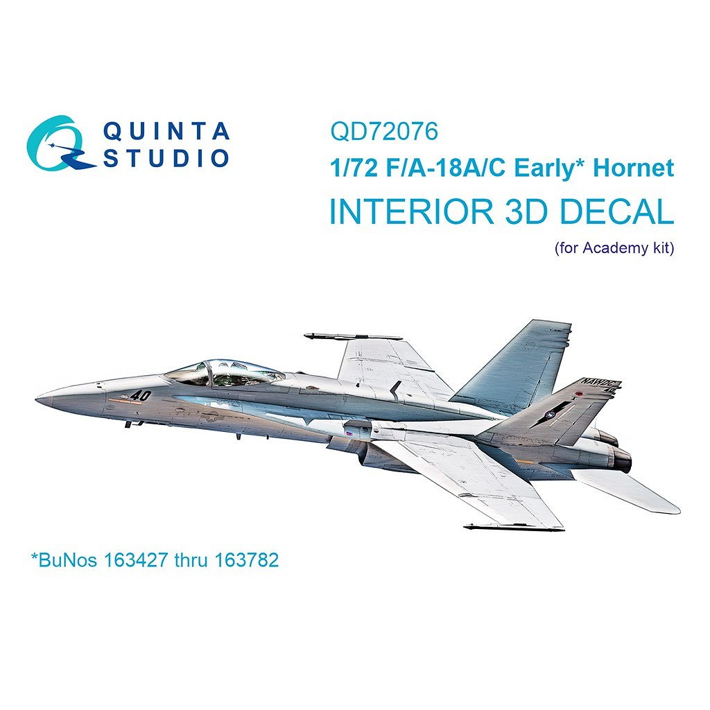 【新製品】QD72076 1/72 ボーイング F/A-18A/C ホーネット 初期型 内装カラー3Dデカール(アカデミー用)