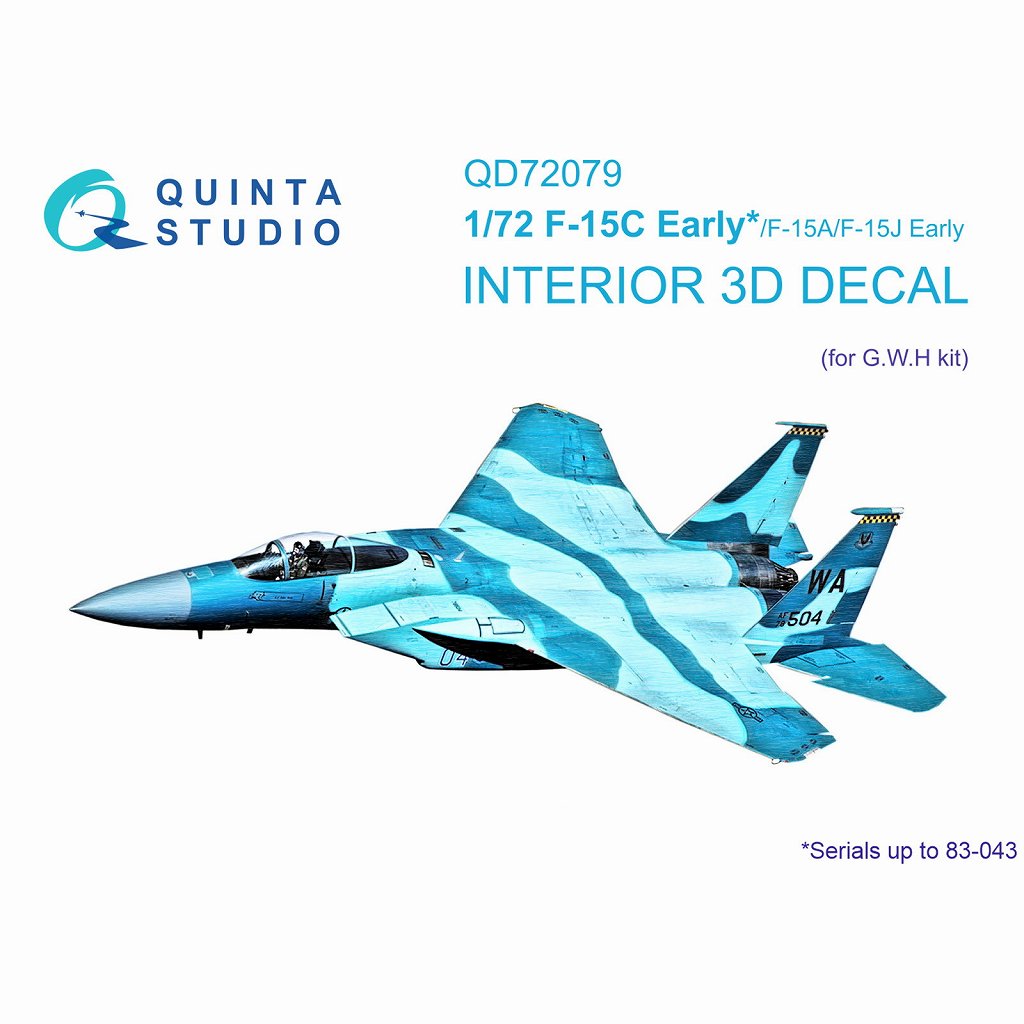 【新製品】QD72079 1/72 マクドネル・ダグラス F-15C 初期/F-15A/F-15J 初期 イーグル 内装カラー3Dデカール(グレートウォールホビー用)