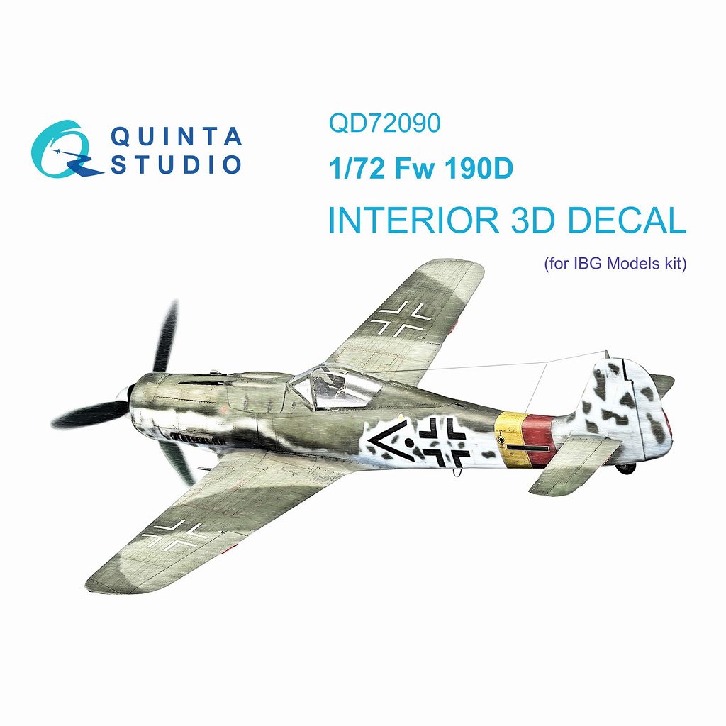 【新製品】QD72090 1/72 フォッケウルフ Fw190D 内装カラー3Dデカール(IBG用)