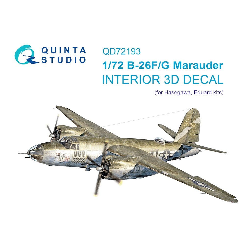 【新製品】QD72193 1/72 マーティン B-26F/G マローダー 内装カラー3Dデカール (ハセガワ用)