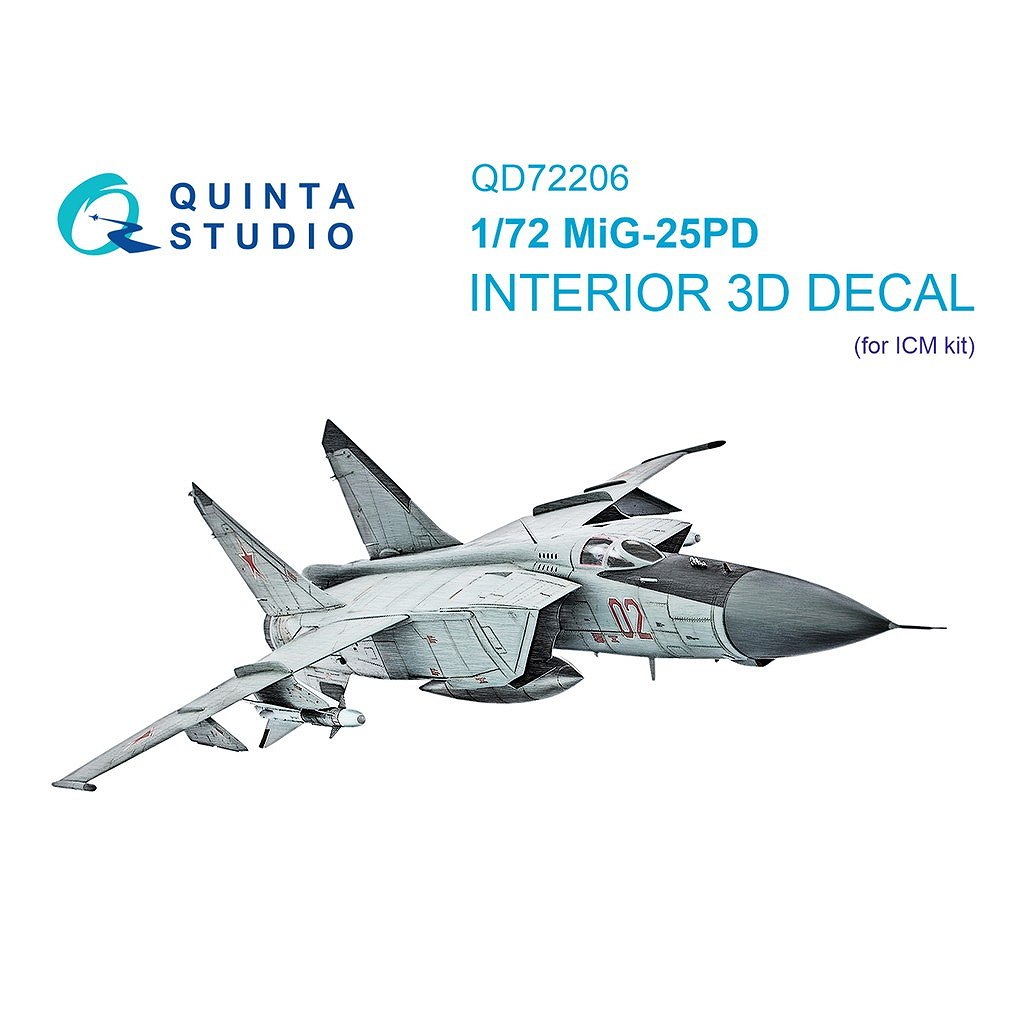 【新製品】QD72206 1/72 ミグ MiG-25PD フォックスバット 内装カラー3Dデカール (ICM用)