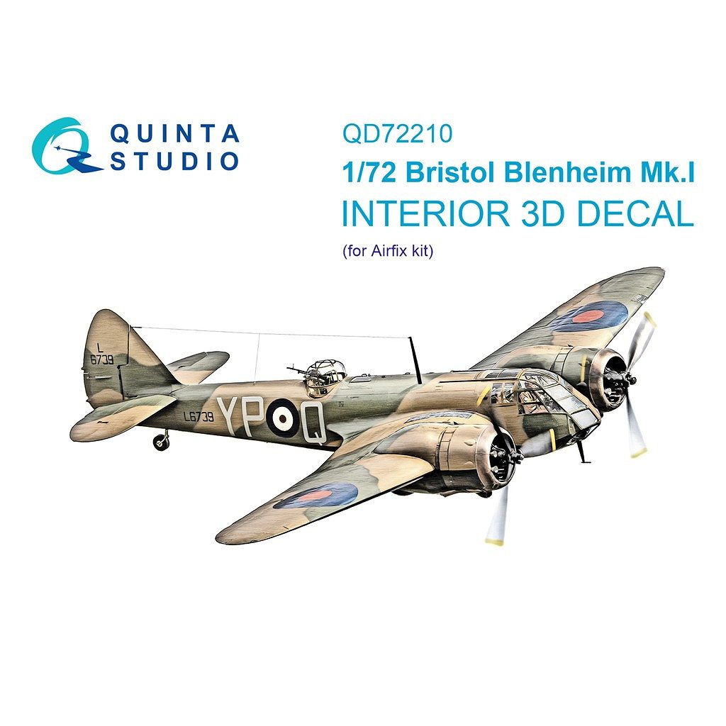 【新製品】QD72210 1/72 ブリストル ブレニム Mk.I 内装カラー3Dデカール (エアフィックス用)