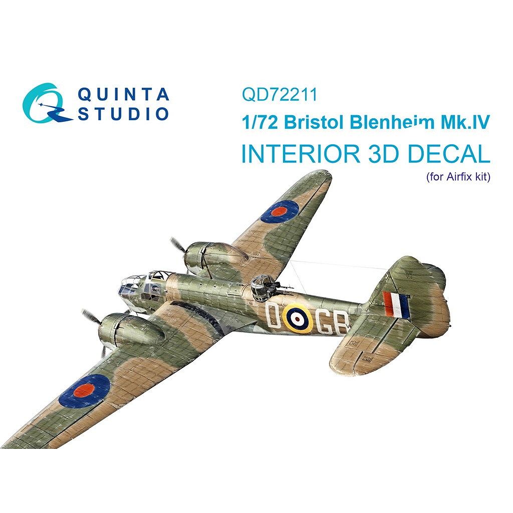 【新製品】QD72211 1/72 ブリストル ブレニム Mk.IV 内装カラー3Dデカール (エアフィックス用)