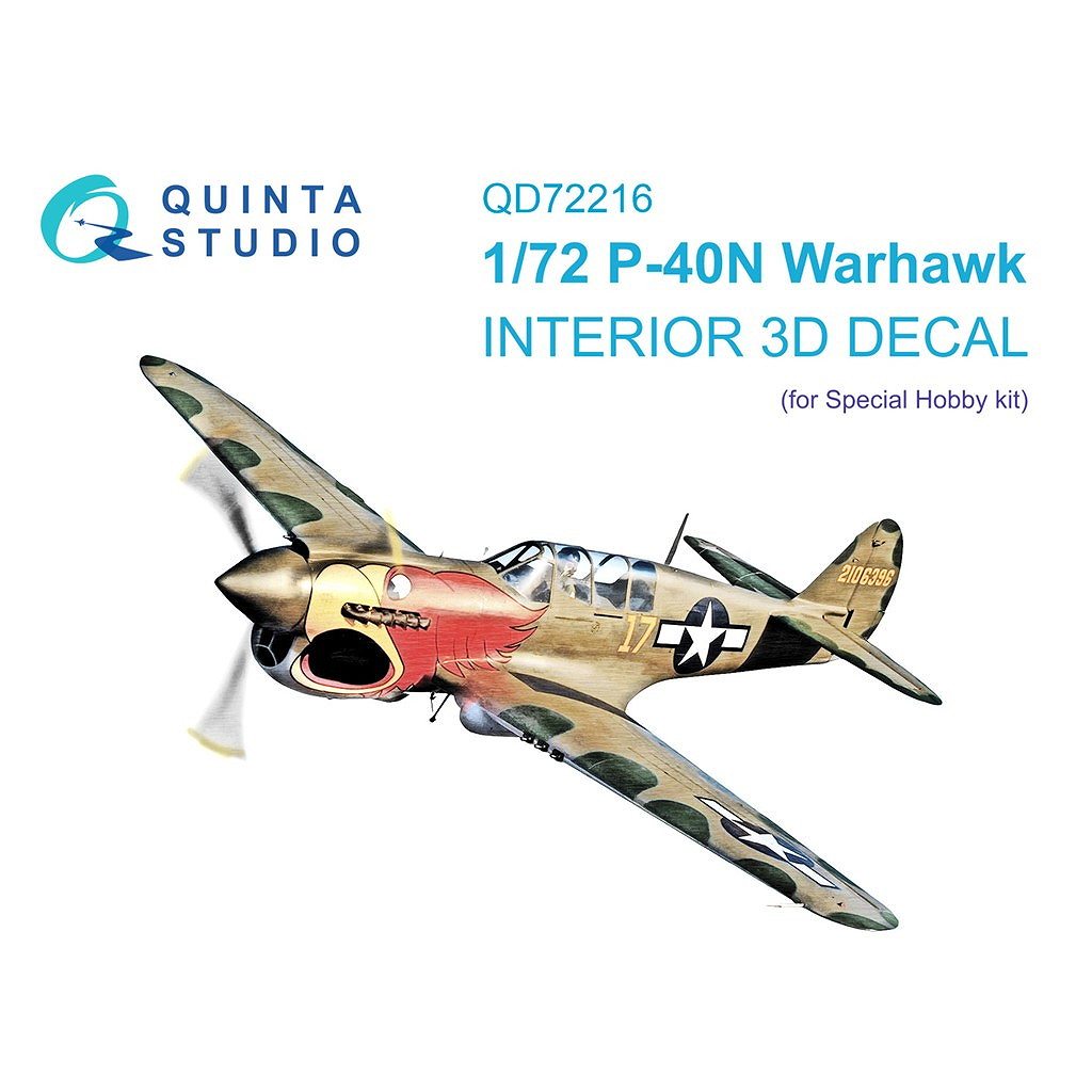 【新製品】QD72216 1/72 カーチス P-40N ウォーホーク 内装カラー3Dデカール (スペシャルホビー用)