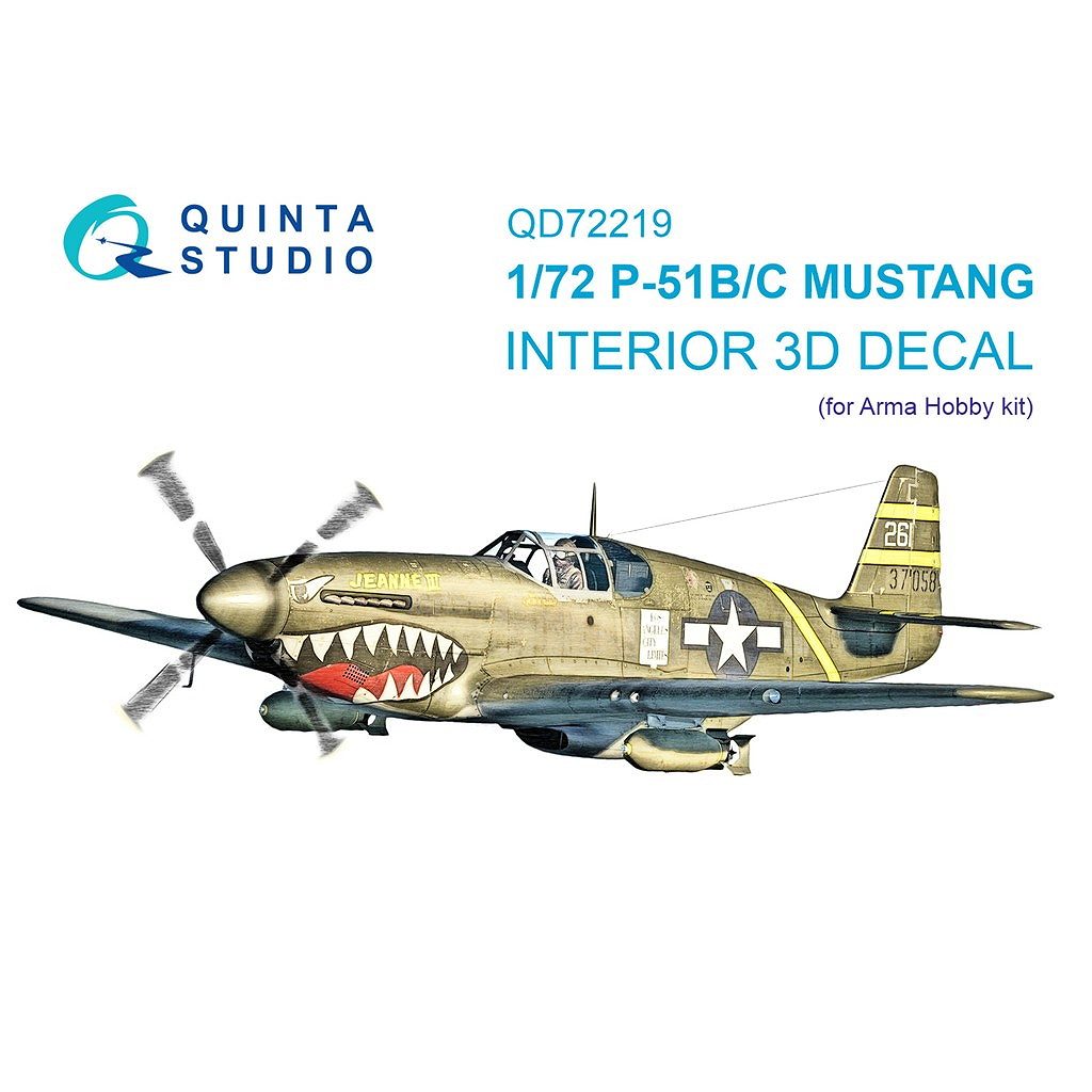 【新製品】QD72219 1/72 ノースアメリカン P-51B/C マスタング 内装カラー3Dデカール (アルマホビー用)