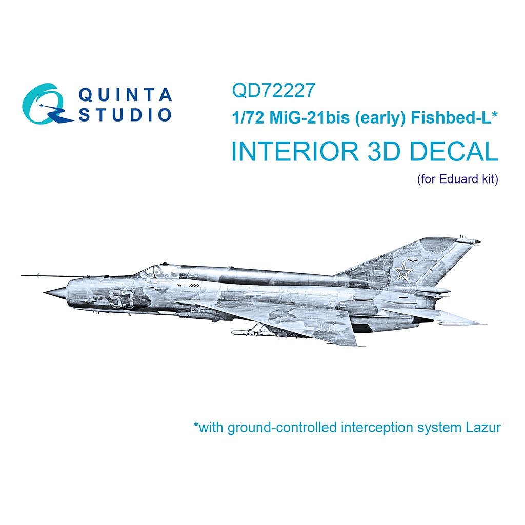 【新製品】QD72227 1/72 ミグ MiG-21bis フィッシュベッド 初期型 内装カラー3Dデカール (エデュアルド用)
