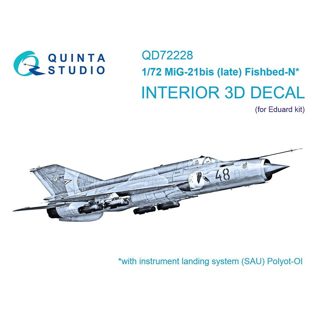 【新製品】QD72228 1/72 ミグ MiG-21bis フィッシュベッド 後期型 内装カラー3Dデカール (エデュアルド用)
