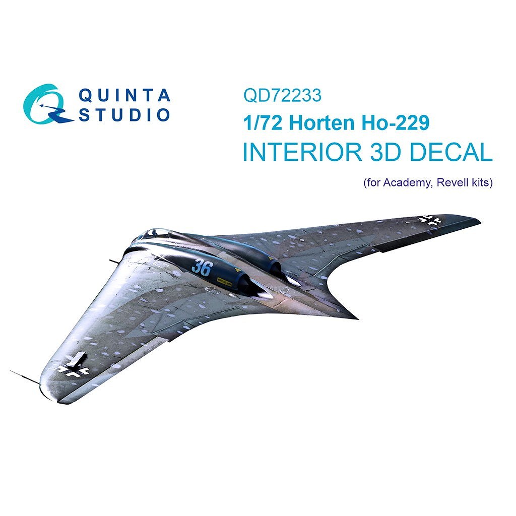 【新製品】QD72233 1/72 ホルテン Ho229 内装カラー3Dデカール (アカデミー用)