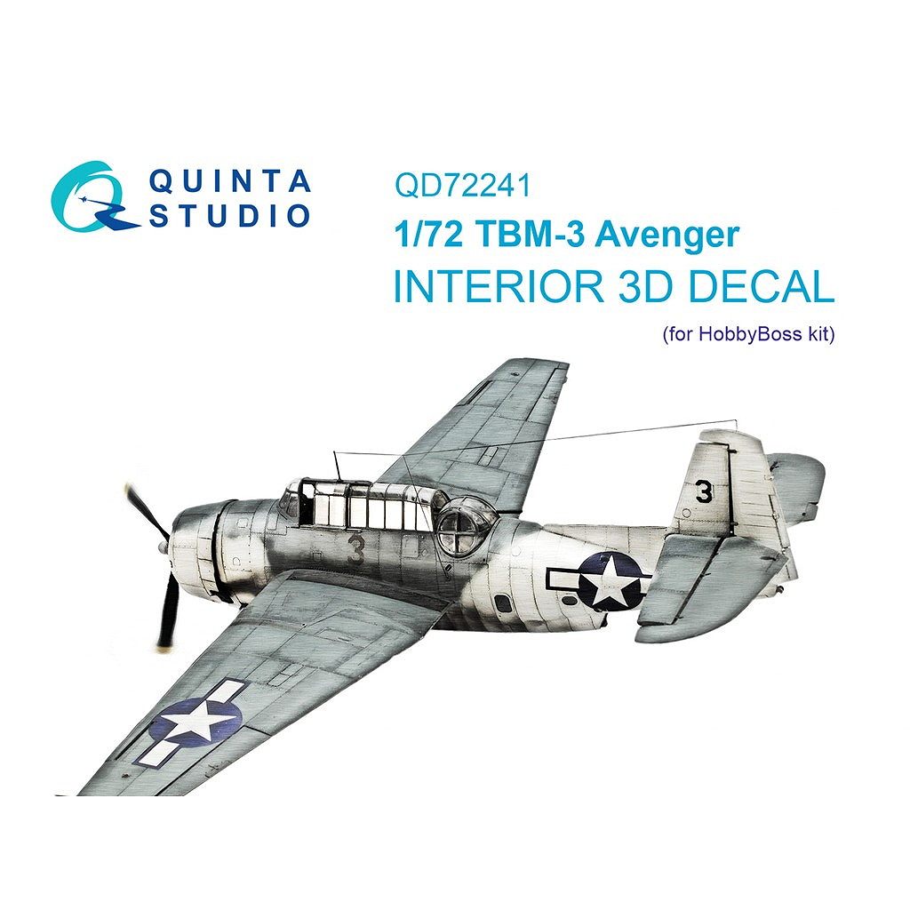 【新製品】QD72241 1/72 グラマン TBM-3 アヴェンジャー 内装カラー3Dデカール (ホビーボス用)