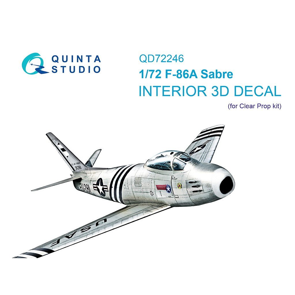 【新製品】QD72246 1/72ノースアメリカン F-86A セイバー 内装カラー3Dデカール (クリアプロップ用)