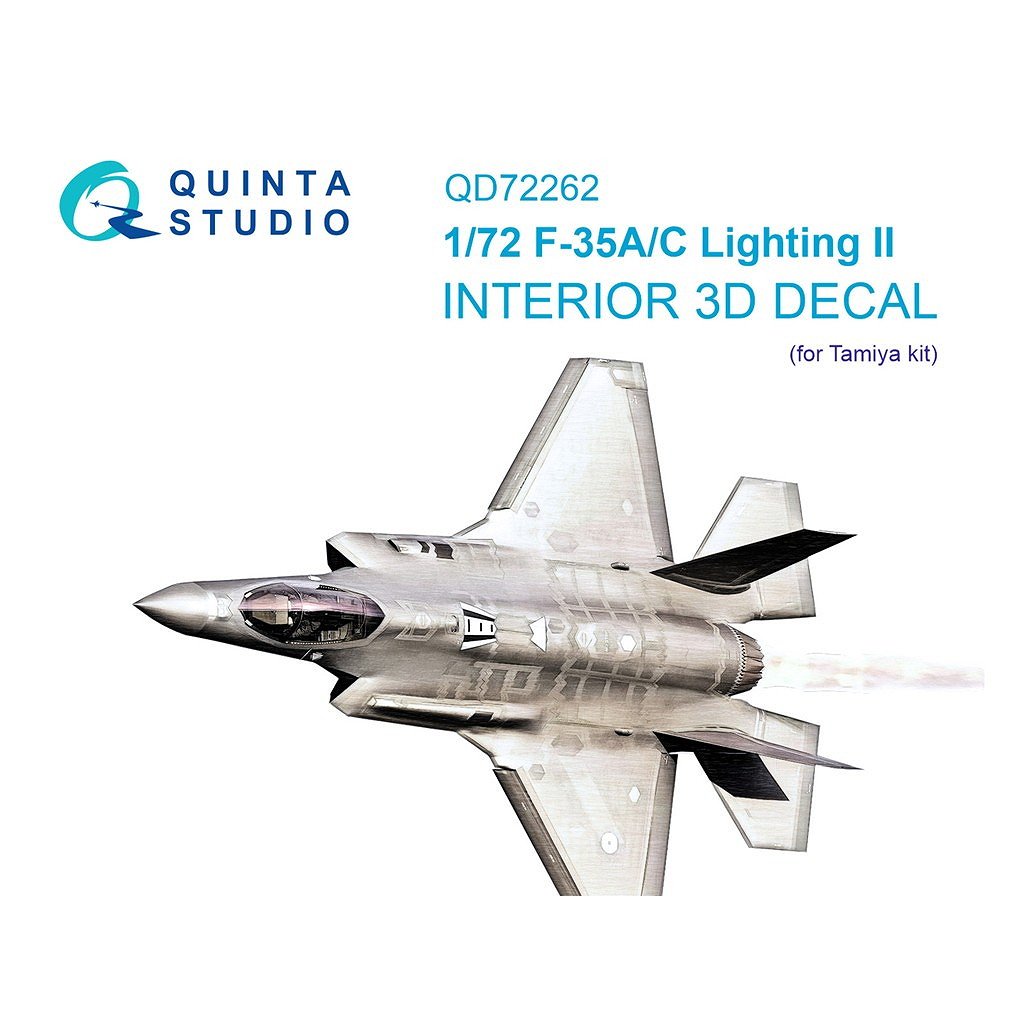 【新製品】QD72262 1/72 ロッキード・マーティン F-35A/C ライトニングII 内装カラー3Dデカール (タミヤ用)