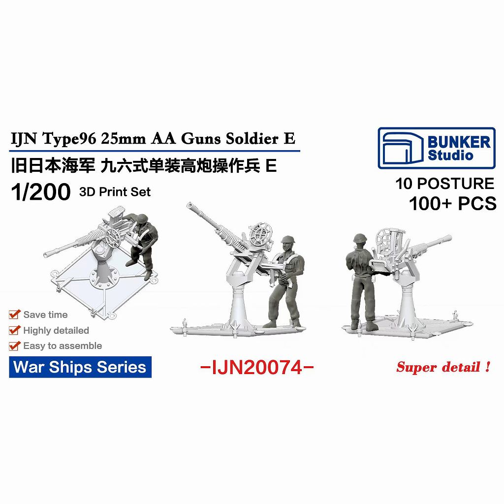 【新製品】IJN20074 日本海軍 96式25mm単装機銃用兵員E 【ネコポス規格外】