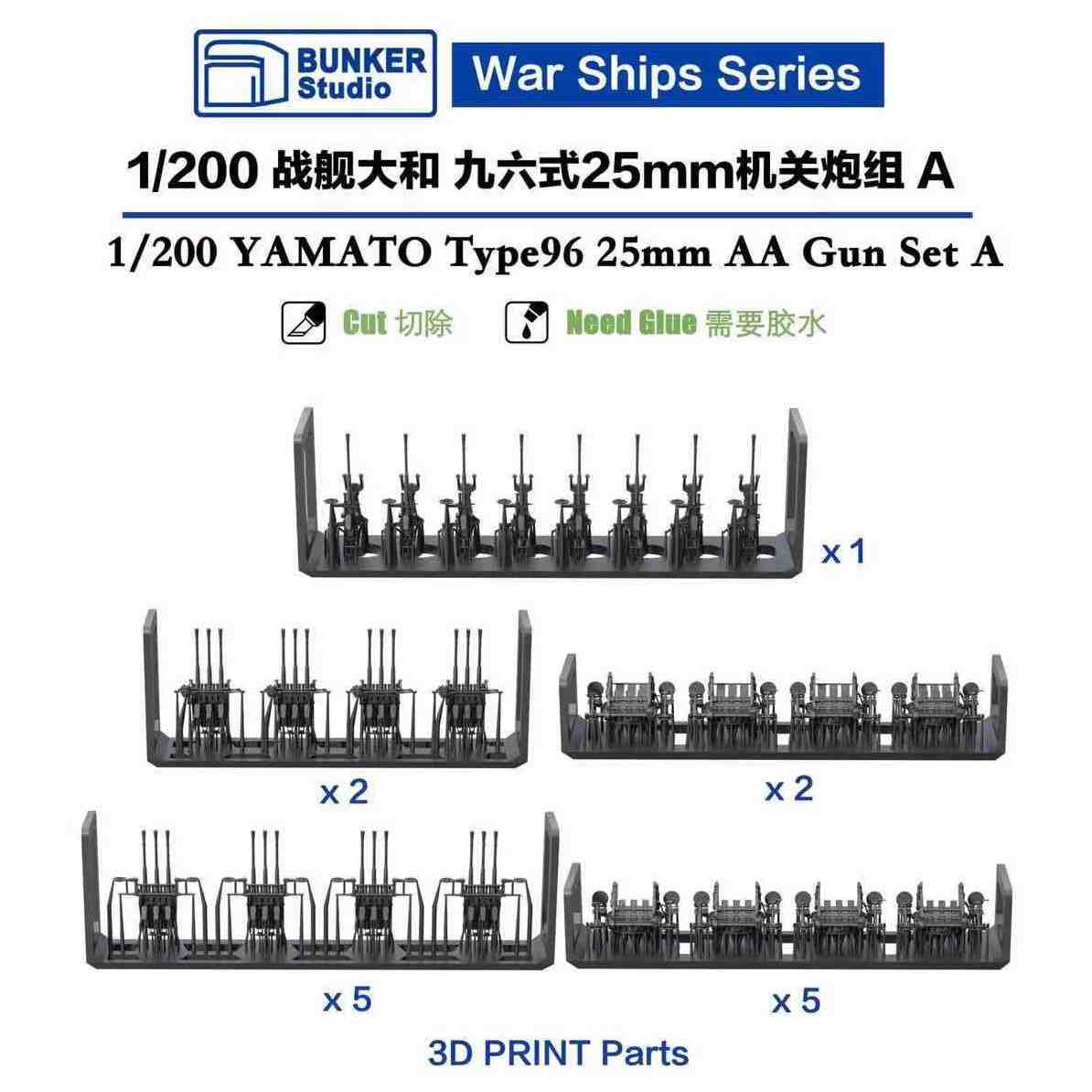 【新製品】IJN20108 日本海軍 九六式25mm単装 & 三連装機銃セット A