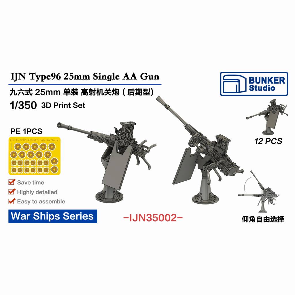 【新製品】IJN35002 日本海軍 九六式25mm単装機銃 (後期型)/防盾