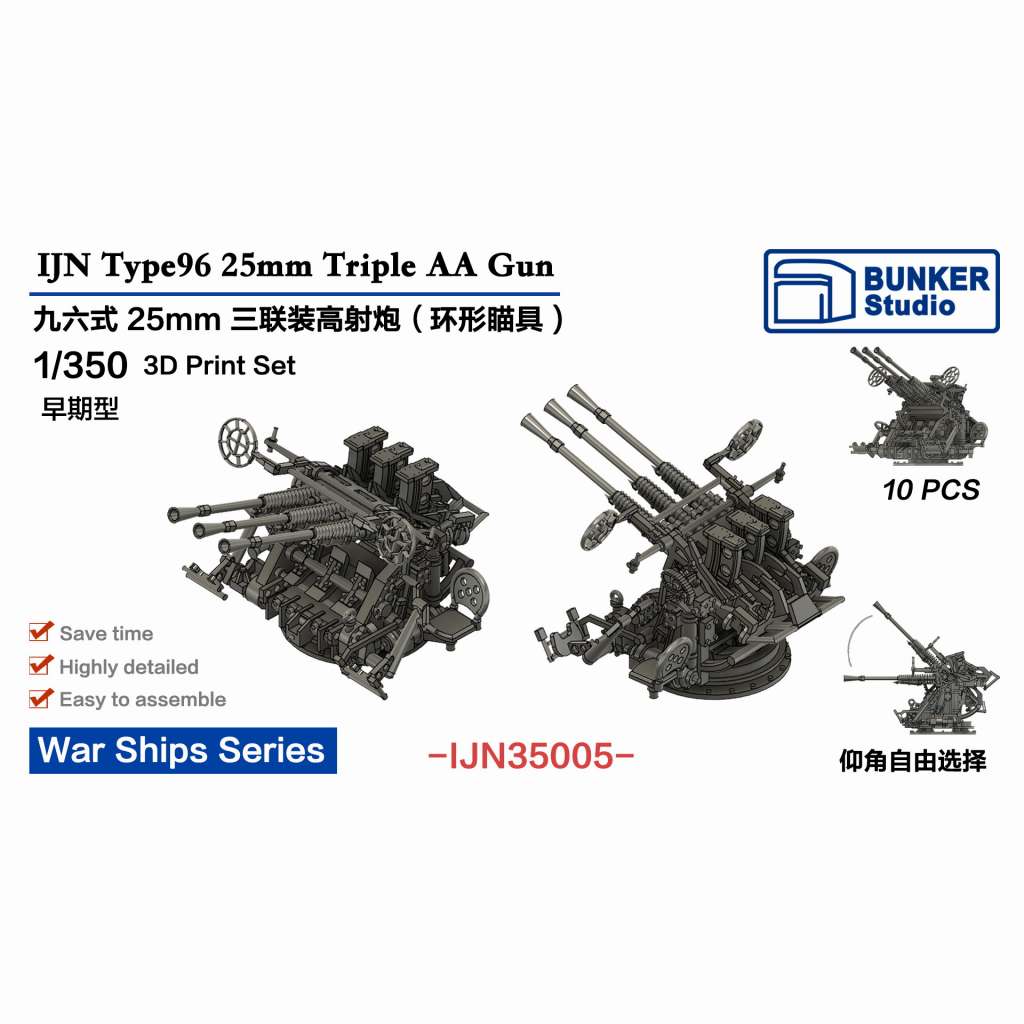 【再入荷】IJN35005 日本海軍 九六式25mm三連装機銃 (環式照準器) (初期型)