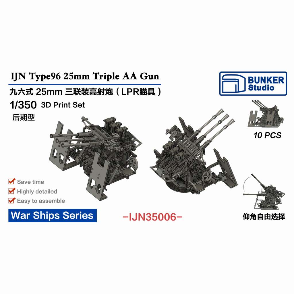 【再入荷】IJN35006 日本海軍 九六式25mm三連装機銃 (LPR照準器) (後期型)w/防盾