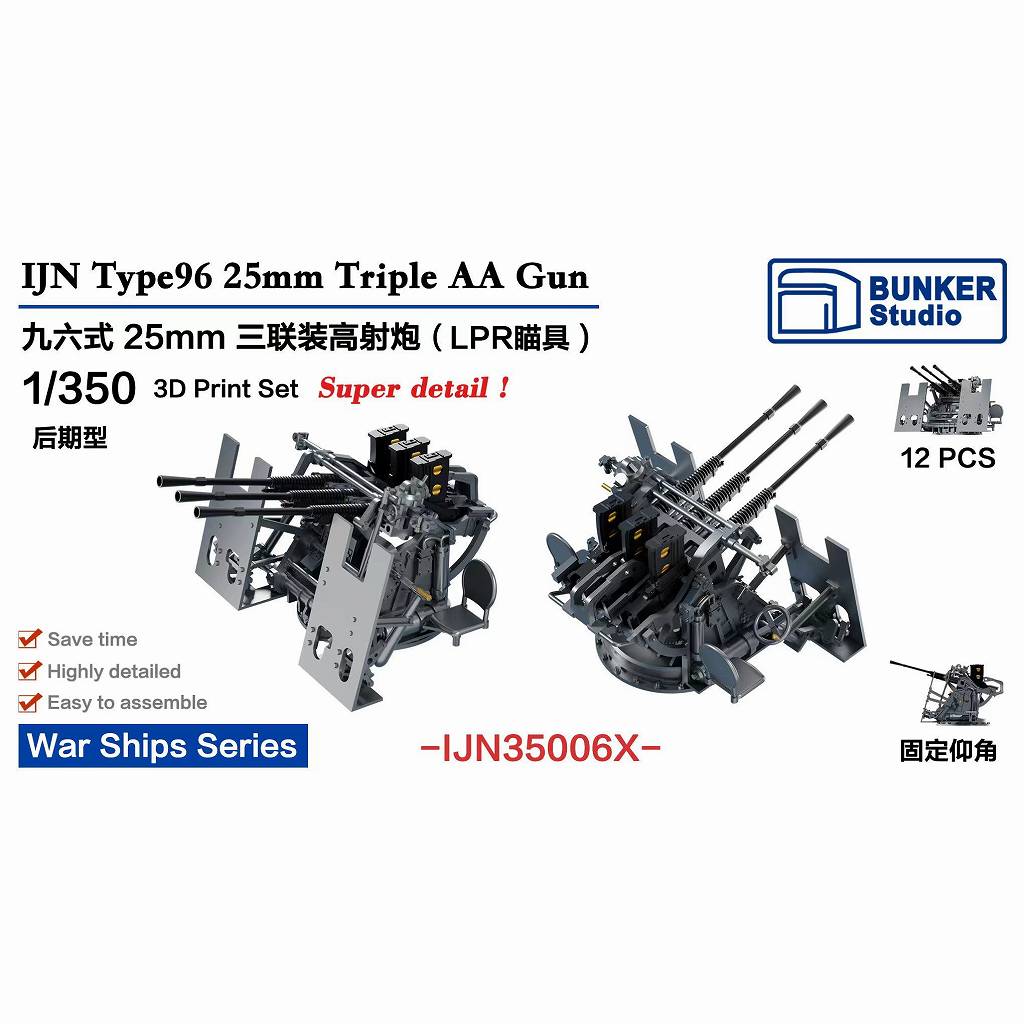 【新製品】IJN35006X 日本海軍 九六式25mm三連装機銃 (LPR照準器) /防盾付 【ネコポス規格外】