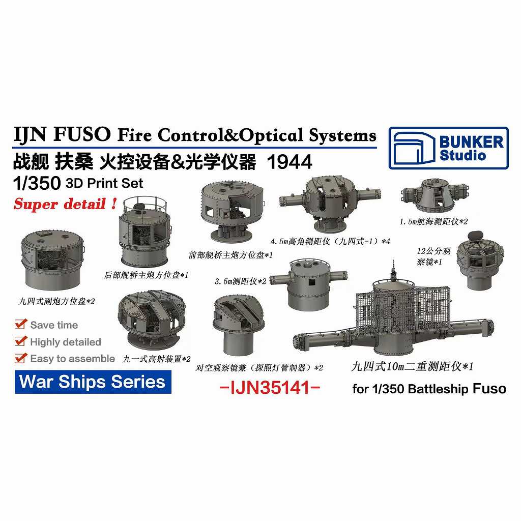 【新製品】IJN35141 日本海軍 戦艦 扶桑 1944年 火器管制装置 & 光学兵器セット 【ネコポス規格外】