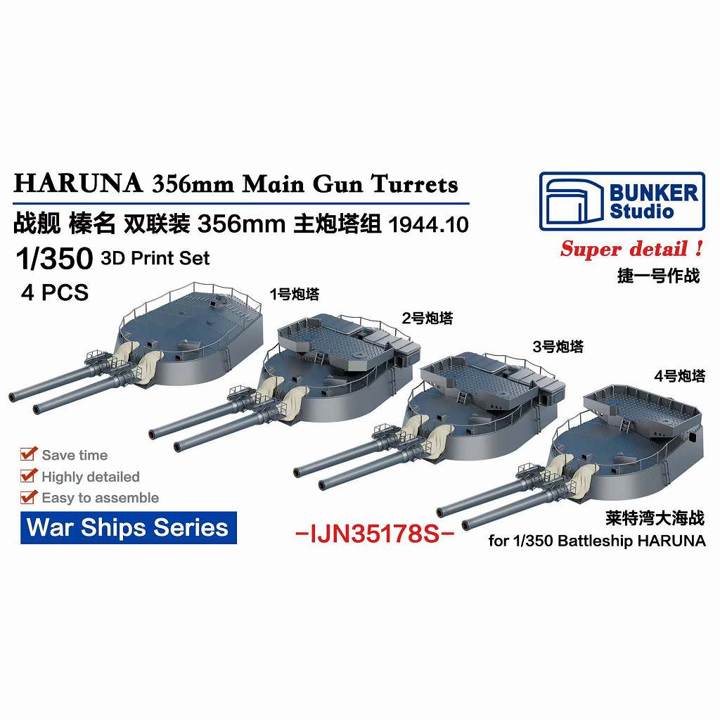 【新製品】IJN35178S 日本海軍 戦艦 榛名 35.6cm主砲塔セット 1944年10月 【ネコポス規格外】
