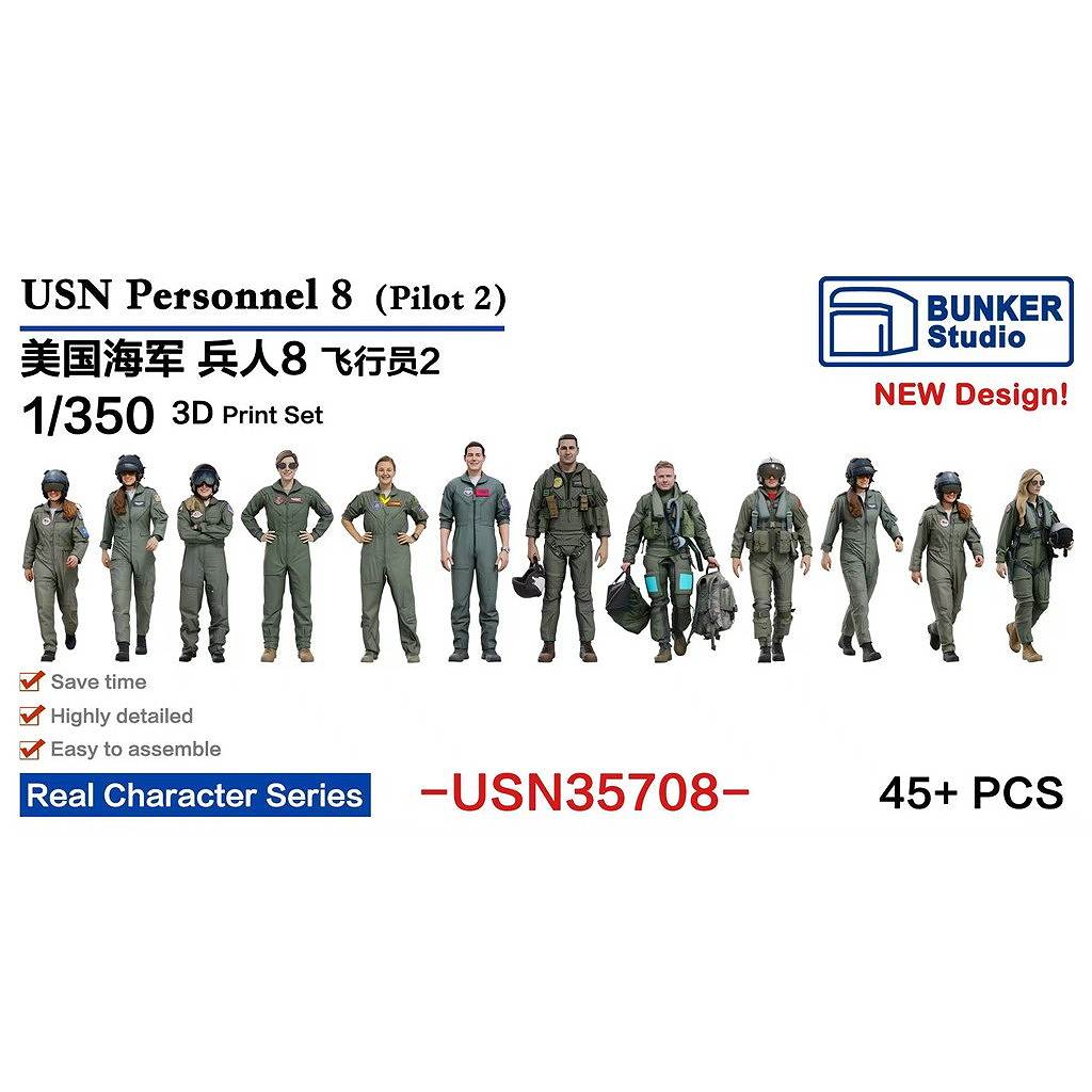 【新製品】USN35708 米国海軍 フィギュアセット8 パイロットセット2 【ネコポス規格外】