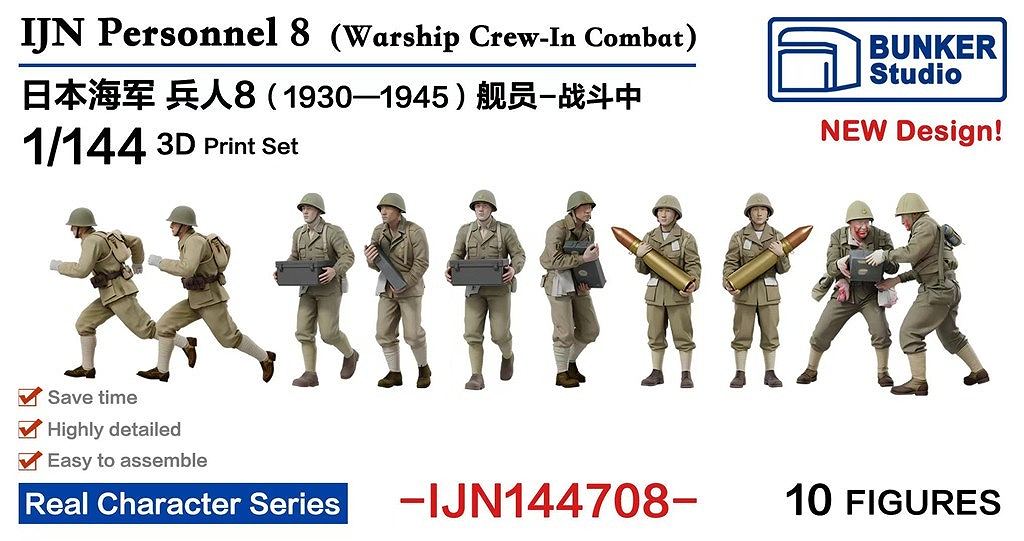 【新製品】IJN144708 日本海軍 フィギュアセット8 艦艇乗組員戦闘中 1930-1945 【ネコポス規格外】