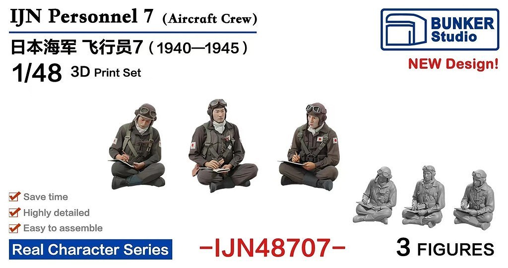 【新製品】IJN48707 日本海軍 フィギュアセット7 航空兵 1940-1945 【ネコポス規格外】