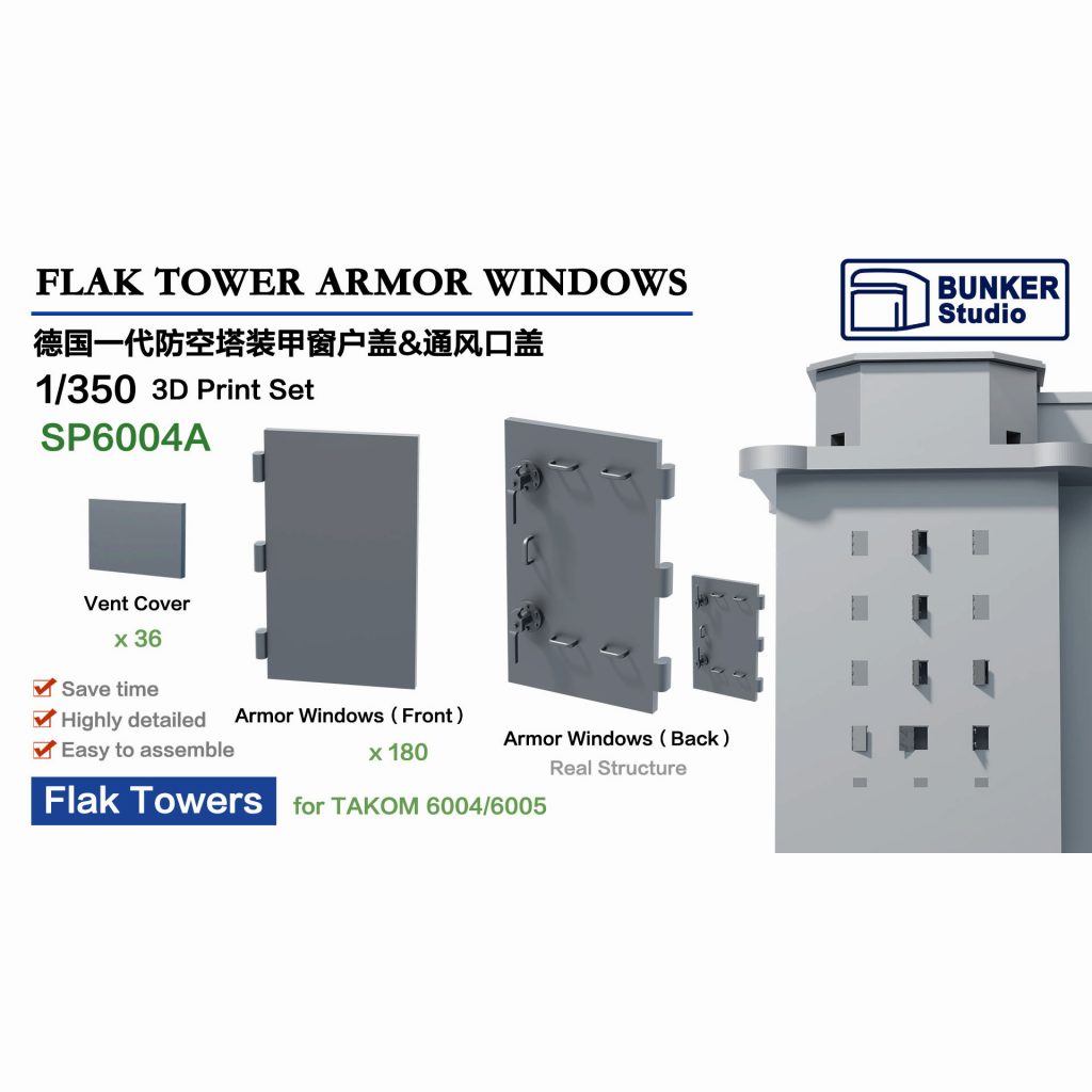 【新製品】SP6004A WWII 独軍 フラックタワーI 高射砲塔用装甲窓 ＆ 換気口カバーセット