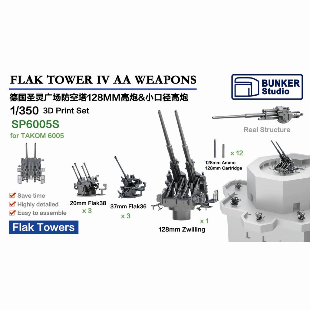 【新製品】SP6005S WWII 独軍 フラックタワーIV用 高射砲セット